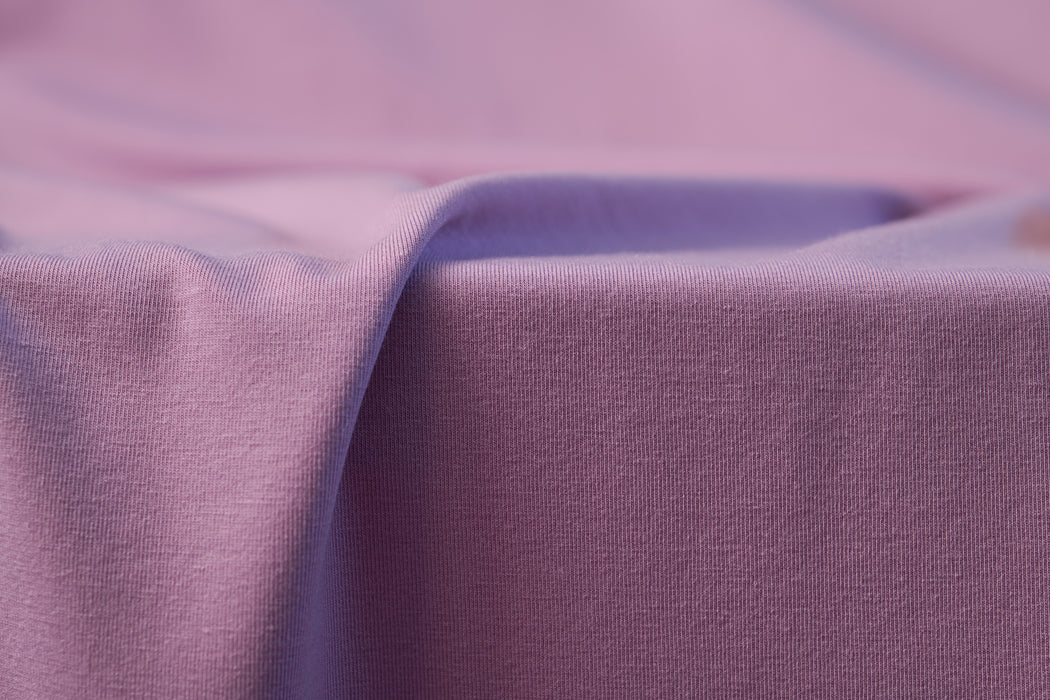 Lavender colored jersey fabric made from Tencel™ and spandex.